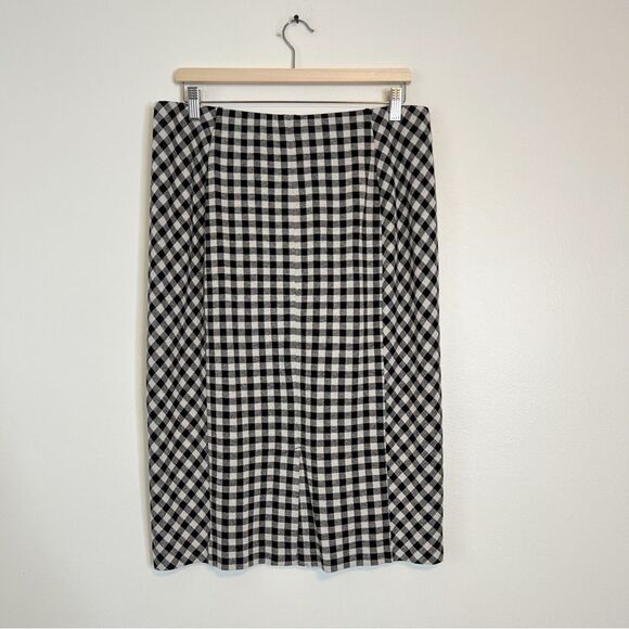 J. Jill Ponte Black and White Gingham Check Pencil Skirt Size Medium Pull on - Picture 4 of 8